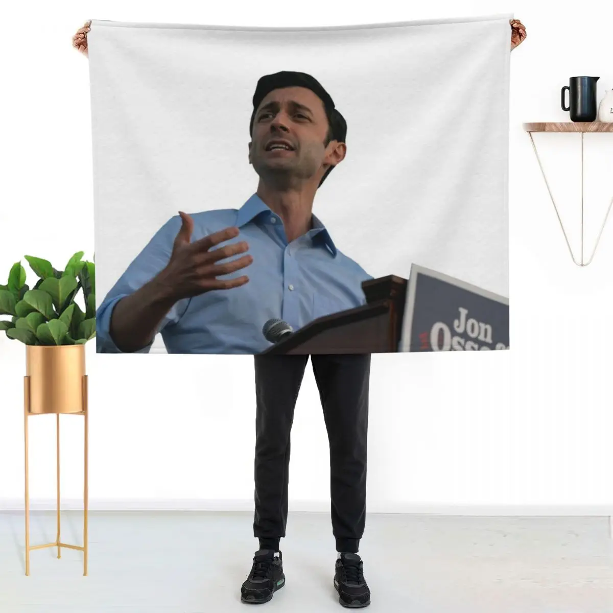 

Jon Ossoff Throw Blanket Soft Sherpa Fleece Warm Blanket for Winter