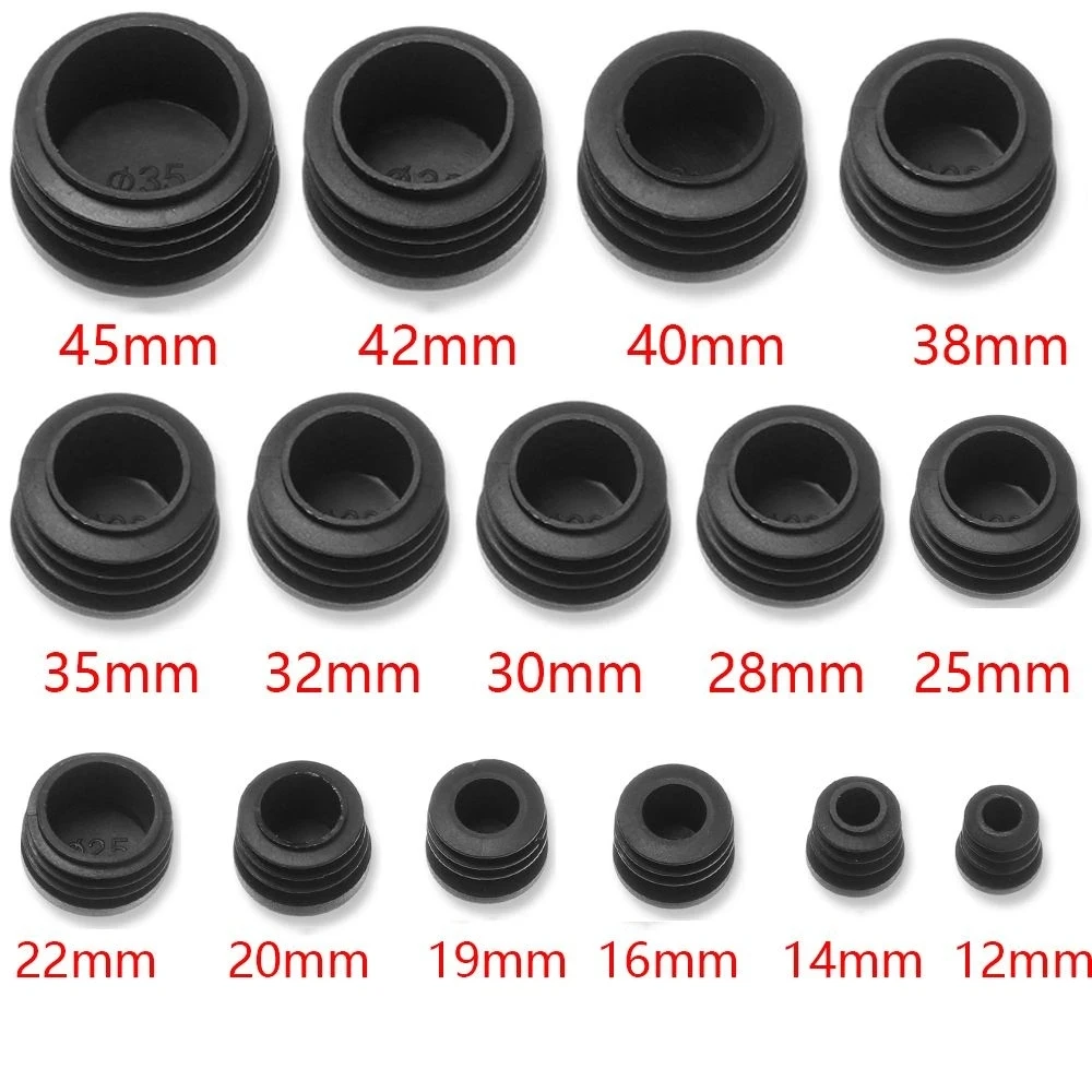 4pcs Plastic Round Inner Plug For Steel pipe End Blanking Caps Anti Slip Alloy ladder chair leg Cover Furniture Protector Pads