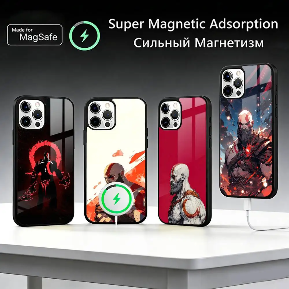 

Чехол для телефона G-God of W-War K-Kratos для IPhone 17 16, 14, 13, 12, 11 Plus Pro Max Plus, чехол для беспроводного зарядного устройства Funda
