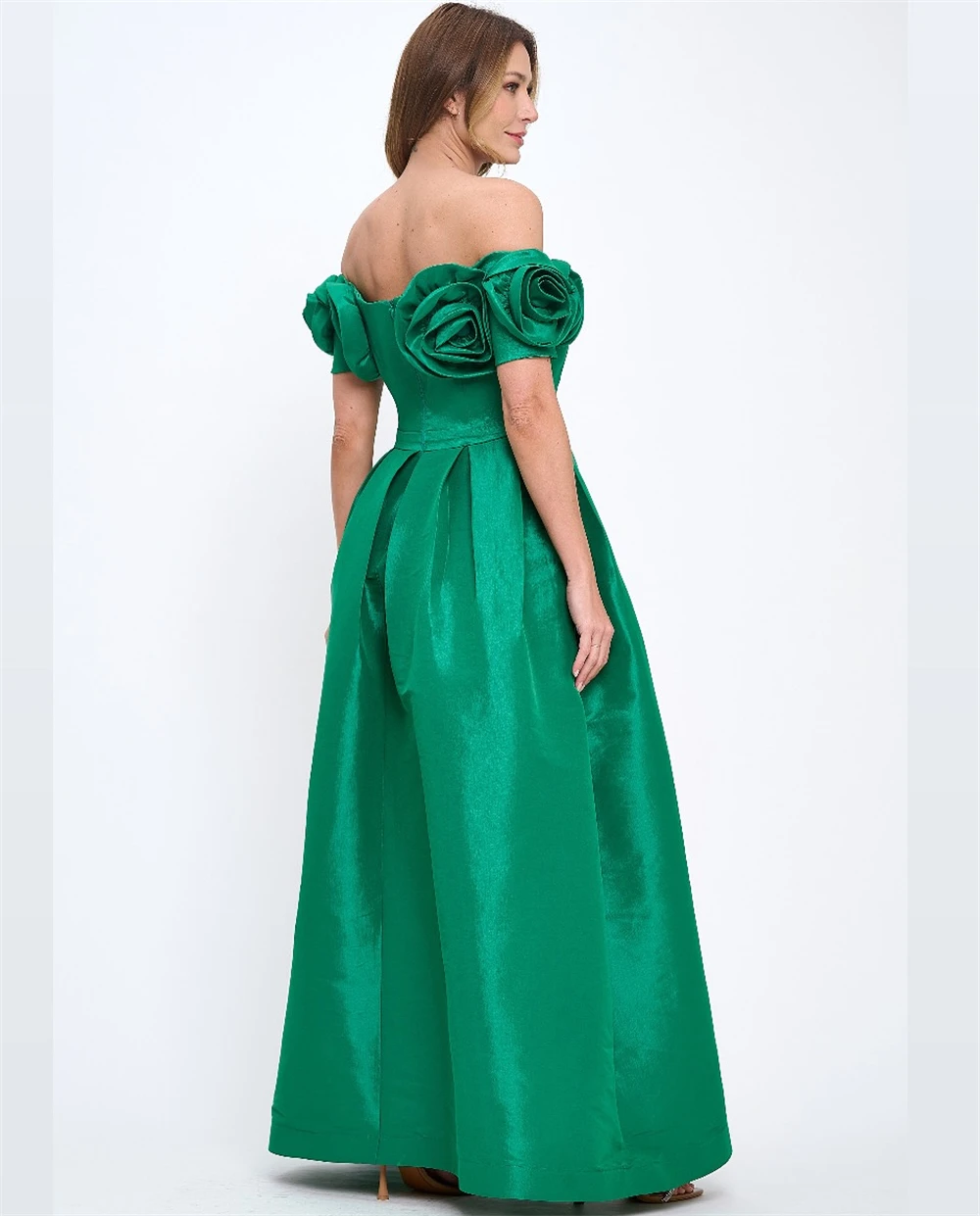 Vestido de noche personalizado, exquisito satén sin tirantes, hombros descubiertos, mangas cortas, vestidos de graduación, corte en A, vestidos para ocasiones especiales