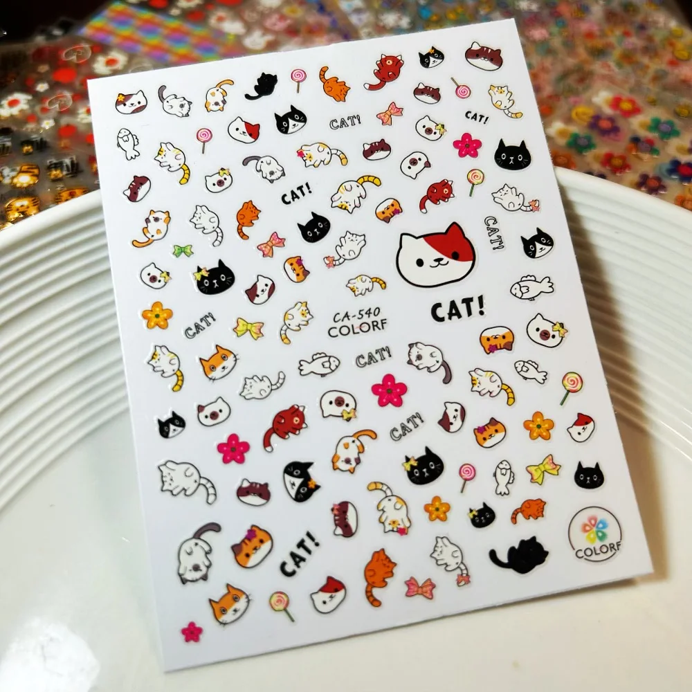 1개 멜로디 만화 애니메이션 네일 스티커 DIY 프레스온 네일 아트 장식 단일 조각