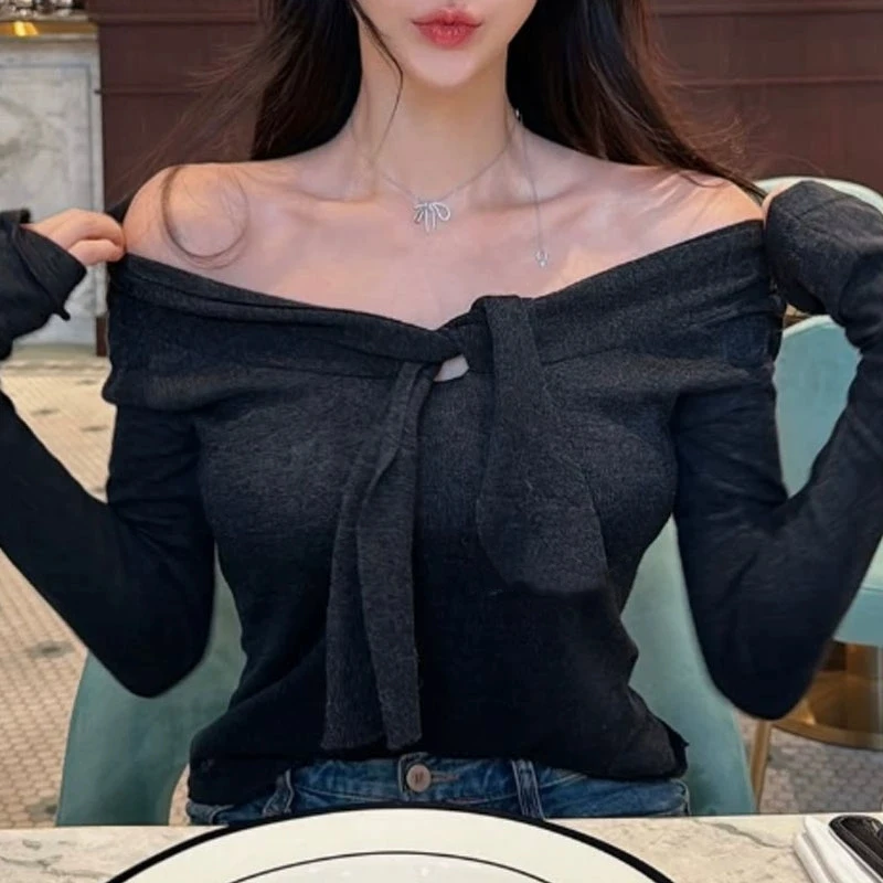 Spring Summer New Sle Dongda Gate Slim Fit Knitted irt with Belt ort Length Transparent Design Comfortable Breathable T...