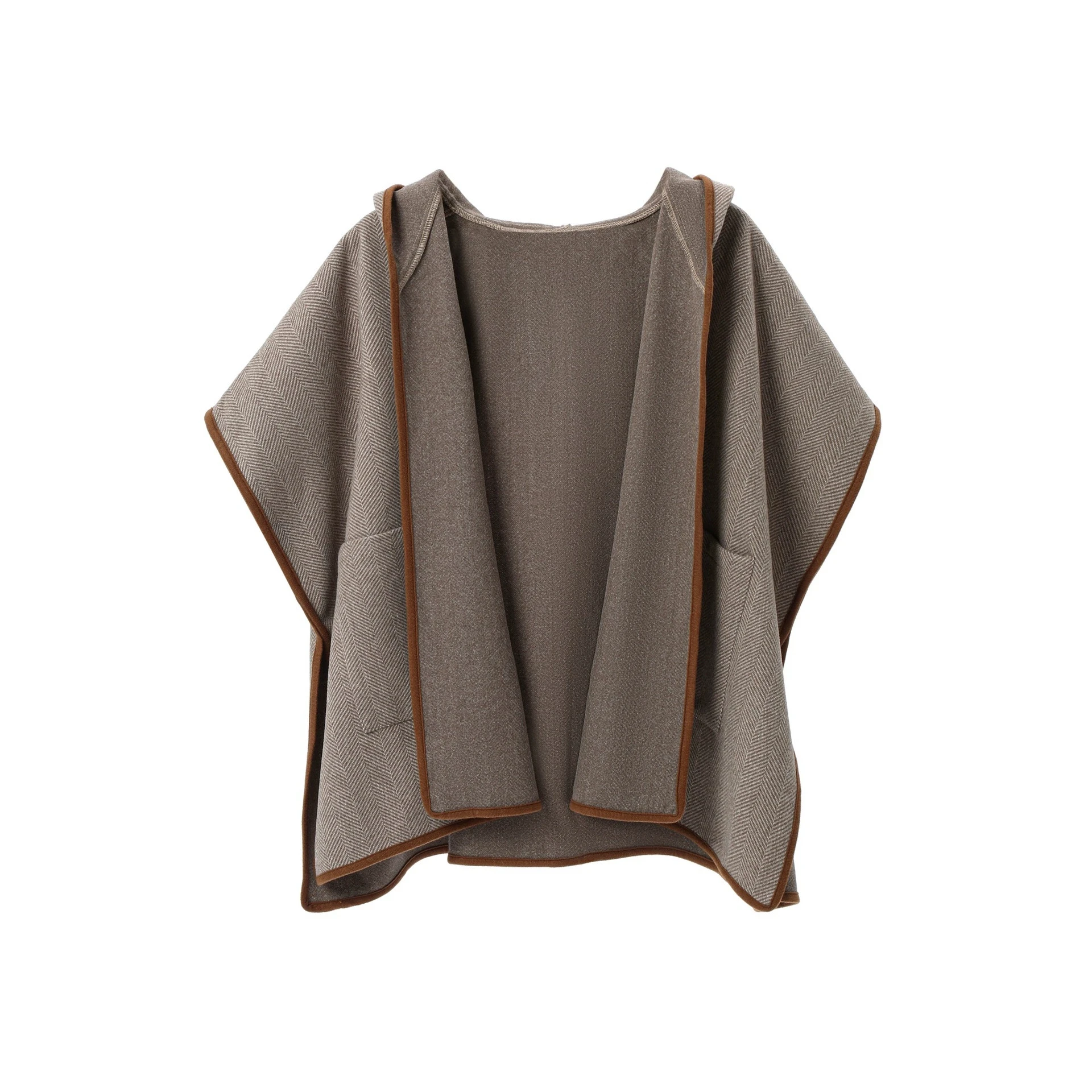 Mid-tot-high-end Europese en Amerikaanse herfst en winter nieuwe dubbelzijdige wollen visgraatpatroon sjaal met capuchon-GZXX740