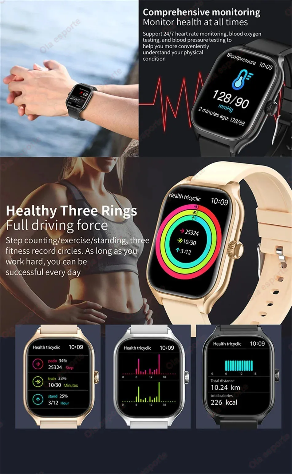 Smartwatch für Männer 2,01'' AMOLED-Bildschirm Wasserdicht Mehrere Sportmodi Fitness HD Bluetooth-Anruf Smartwatch für Männer und Frauen Armband Ht30 – Detail 9