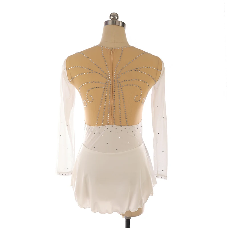 Figure skating costume performance suit Nasinaya customized children's and adult competition grading skirt white with diamonds