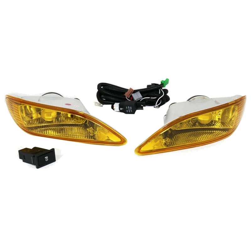 Amber Lens Front Fog Light Lamps Assembly With Halogen Bulb Harness For Toyota Camry Solara 81220-AA011 81210-AA011