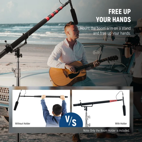 Imagen 2 del producto NEEWER-Soporte de poste de soporte para micrófono, soporte de luz, brazo de pluma, soporte C, adaptador de montaje de escopeta de micrófono de vídeo DSLR antideslizante de Metal