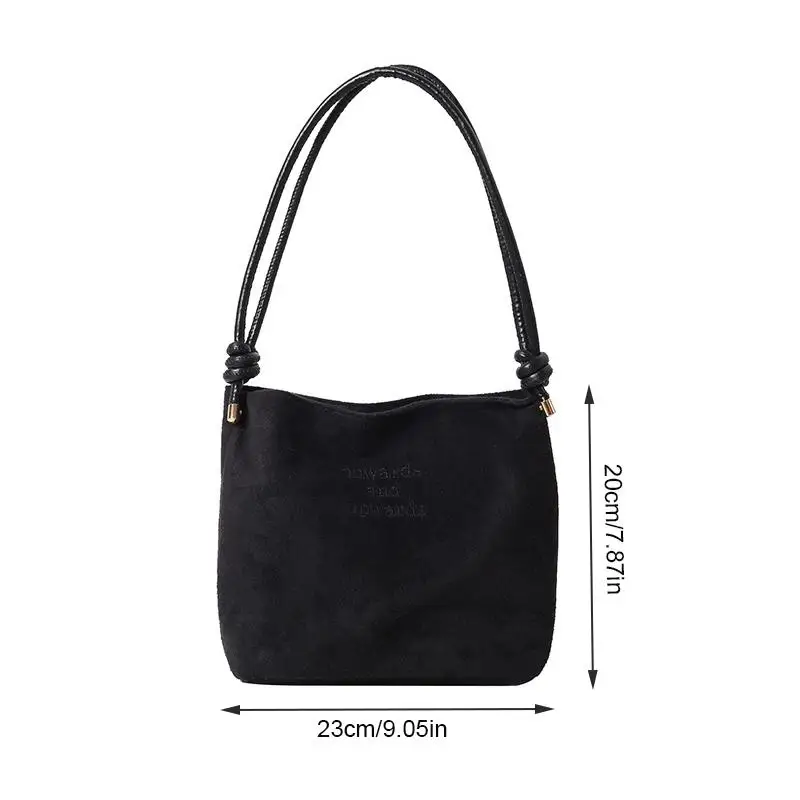 Sophisticated Suede Letter Pattern Handbag Spacious Design for Effortless Style