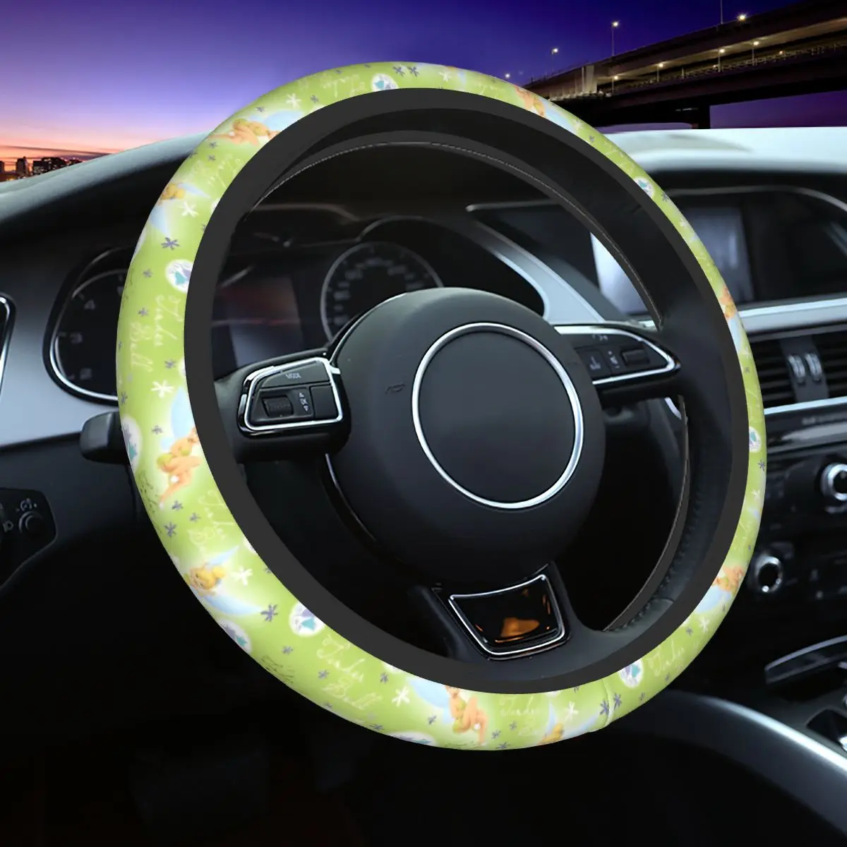 

Tinker Bell Car Steering Wheel Cover without Inner Ring Automotive Supplies Custom Car Covers Suite for 14.5-15Inches