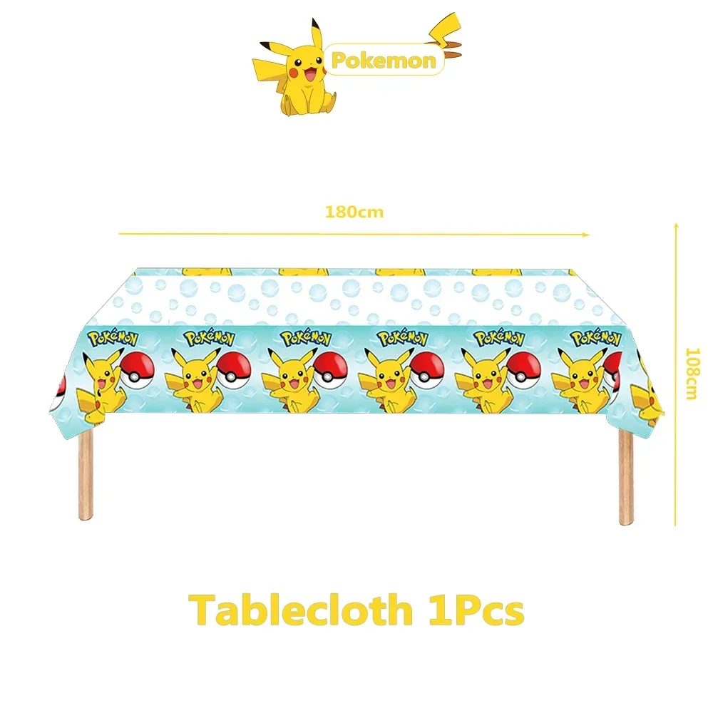 Perlengkapan Ulang Tahun Pokemon Cangkir Piring Spanduk Serbet Anak-anak 6 7 8 Tahun Balon Pikachu Pesta Ulang Tahun Dekorasi Baby Shower
