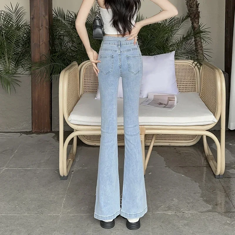 Flare Trousers South Korea New In Women's Flared Jeans Chic and Elegant Stretch Spring Top Selling Z Cool Cowboy Pants for Woman