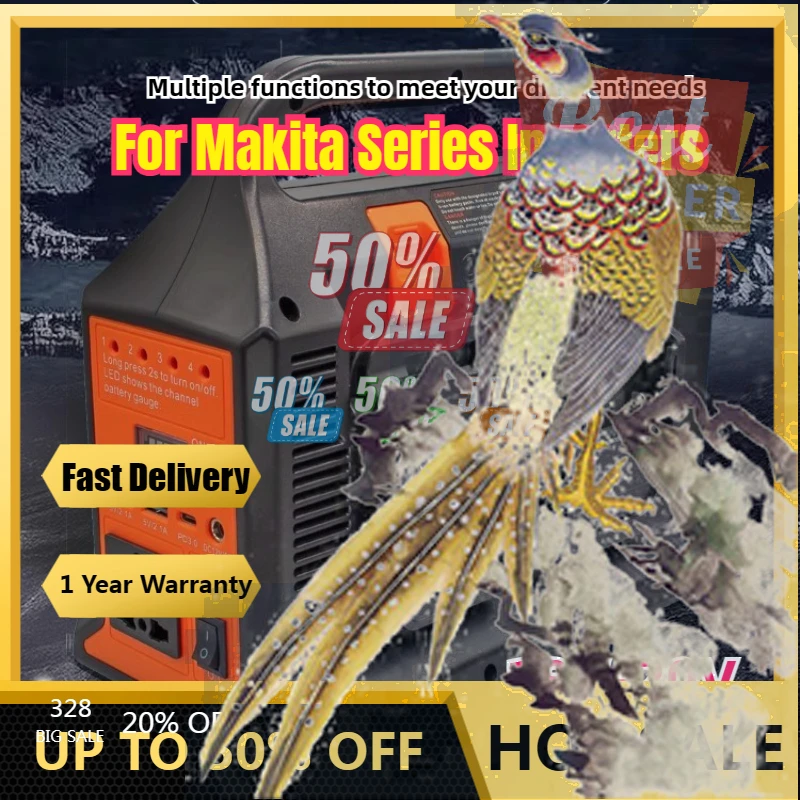 

【Fast Delivery】300W Portable Power Supply Inverter 4 Port Power Adapter For Makita 18V Battery DC 20V To AC 110V/220V Converter