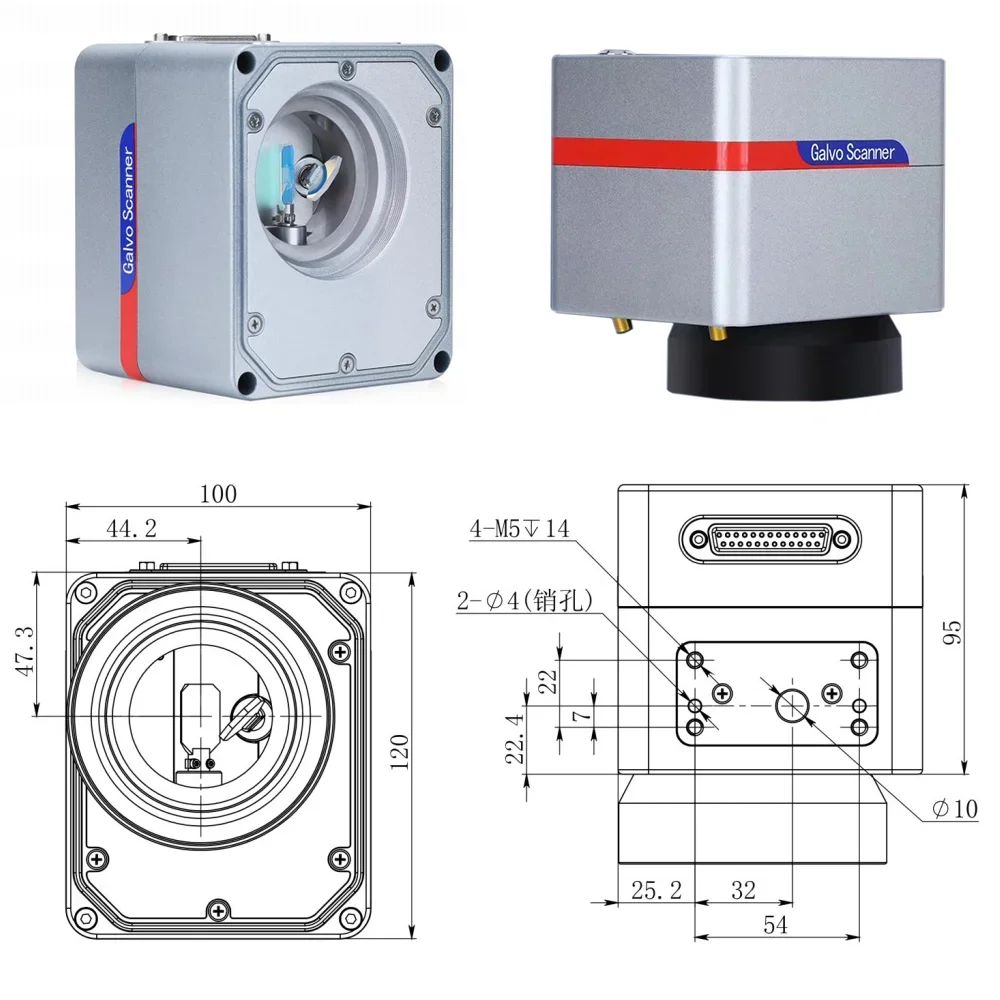 HAOJIAYI RC1001 Set kepala Galvo pemindai Laser serat RC1001-R 10,6um & 1064nm & 355nm 10mm Galvanometer dengan catu daya