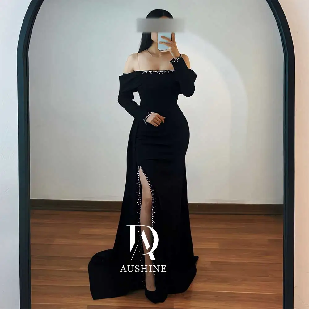 Aushine Customized Birthday Evening Dress Floor Length Full Sleeves Summer Elegant Wedding Party Gowns For Women Arab 2024Fu