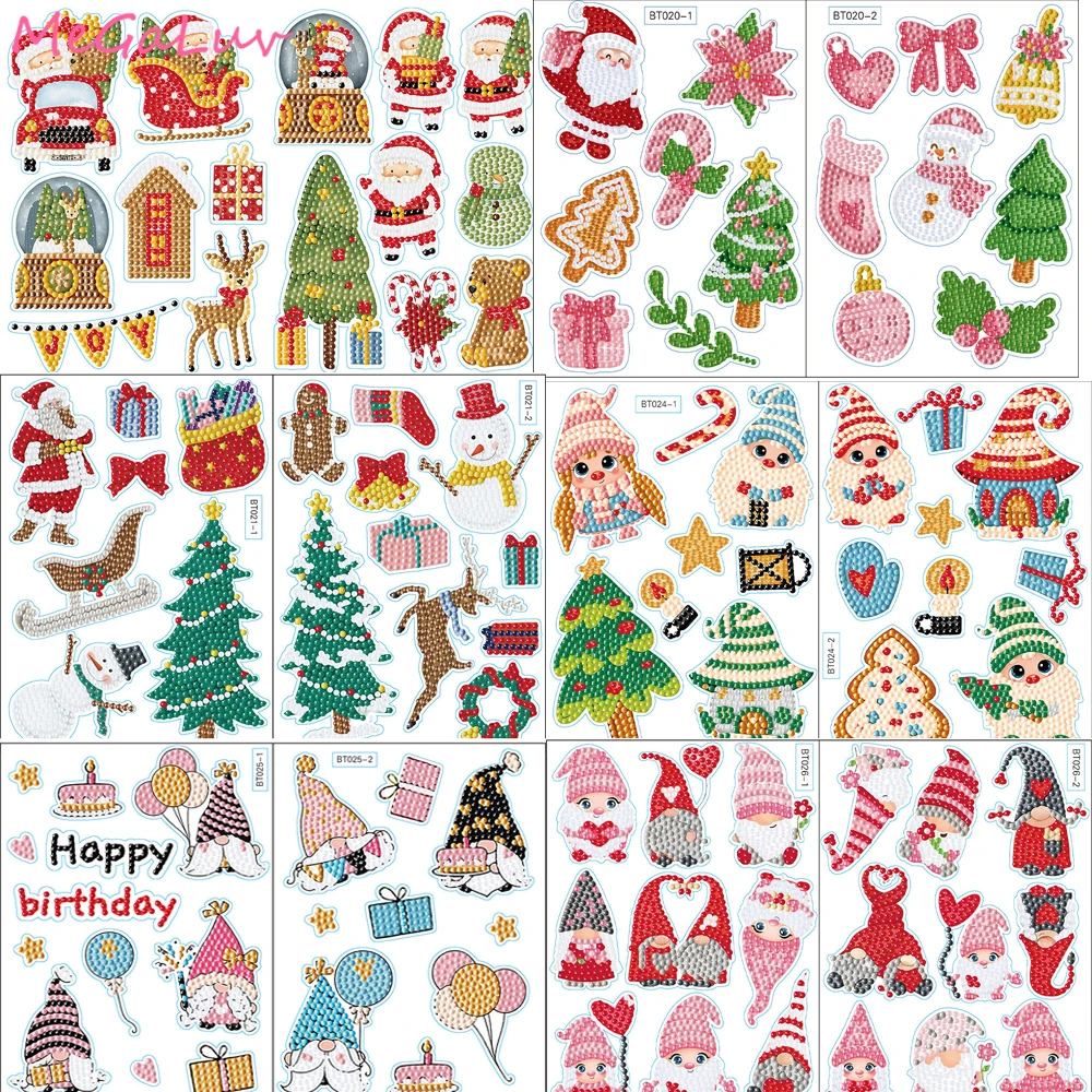 Hand-painted Christmas Decorations DIY Cartoon Character Diamond Painting Wall Children Handmade Stickers