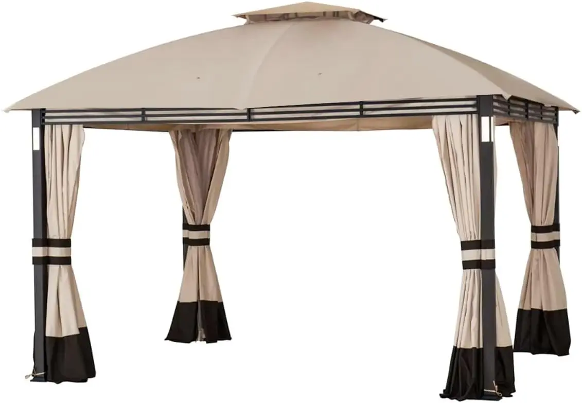 

Custom Fit Replacement Canopy Top Cover Compatible with Crestfield 11X13 Sunjoy Gazebo - Classic Sand Beige, Riplock 350