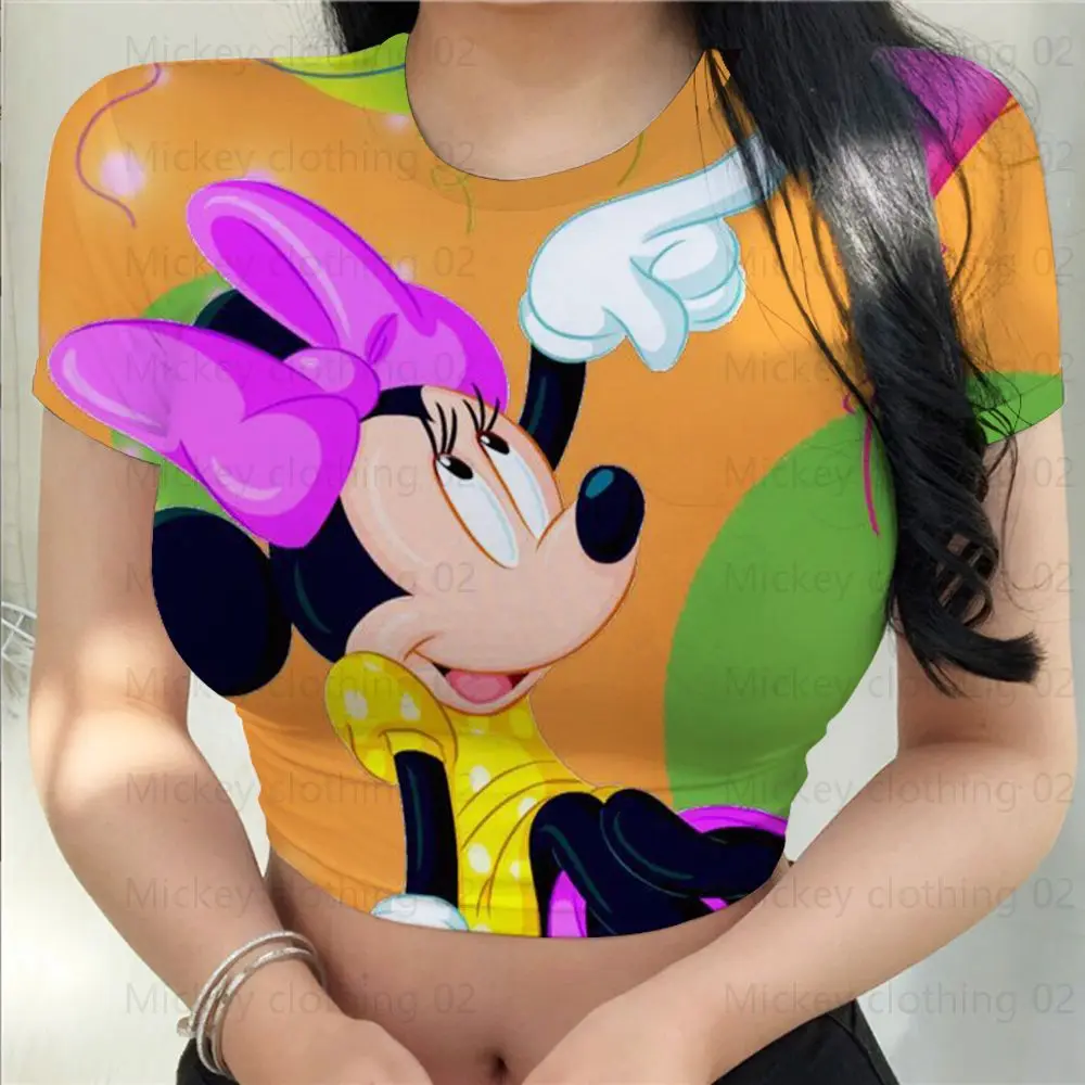 Summer Disney Minnie Mouse Women\'s Sexy T-Shirt 3D Print Retro Fashion Party T-Shirt College Night Club Oversized T-Shirt 2024