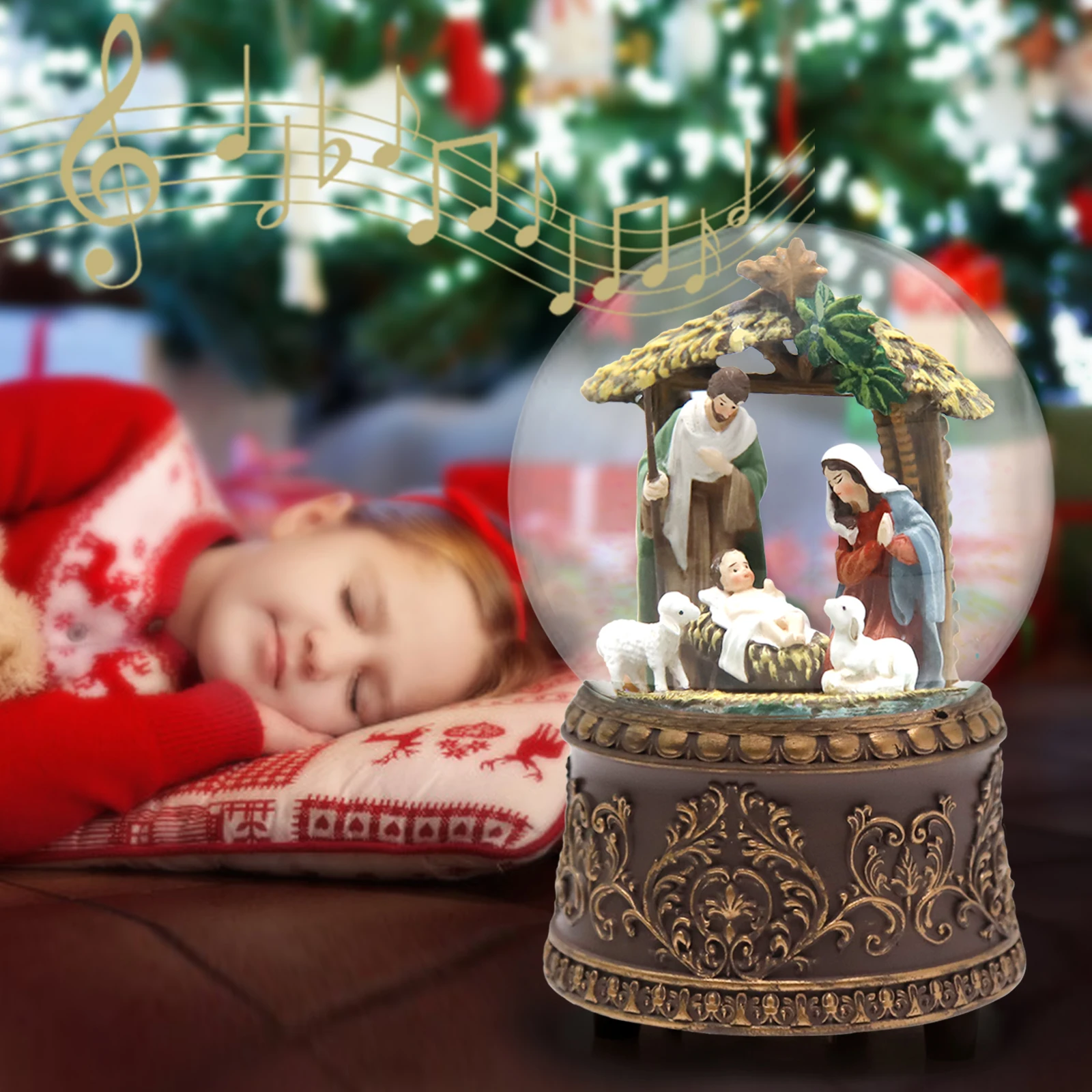 

Elegant Crystal Ball with Christmas Music, Desk Decoration and a Memorable Holiday Gift for Children