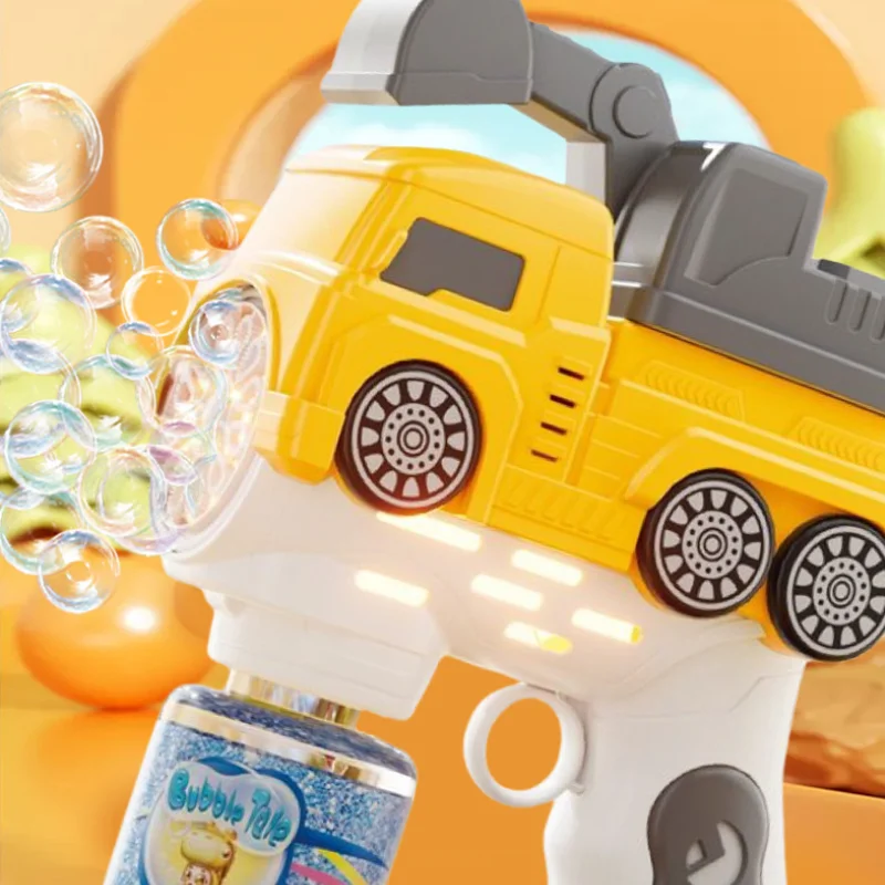 Veículo de engenharia portátil máquina bolha luzes som crianças brinquedos bolha sabão brinquedos festa ao ar livre jogo aniversários presente