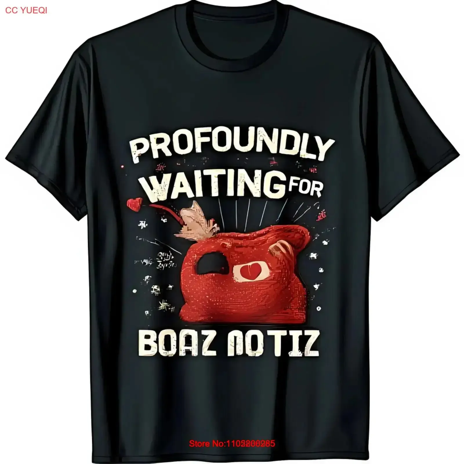 

Vintage Black T Shirt with PROFOUNDLY WAITING FOR BOAZ NOTIZ Design vintage Washed Stretched Stylish graphic Breathable