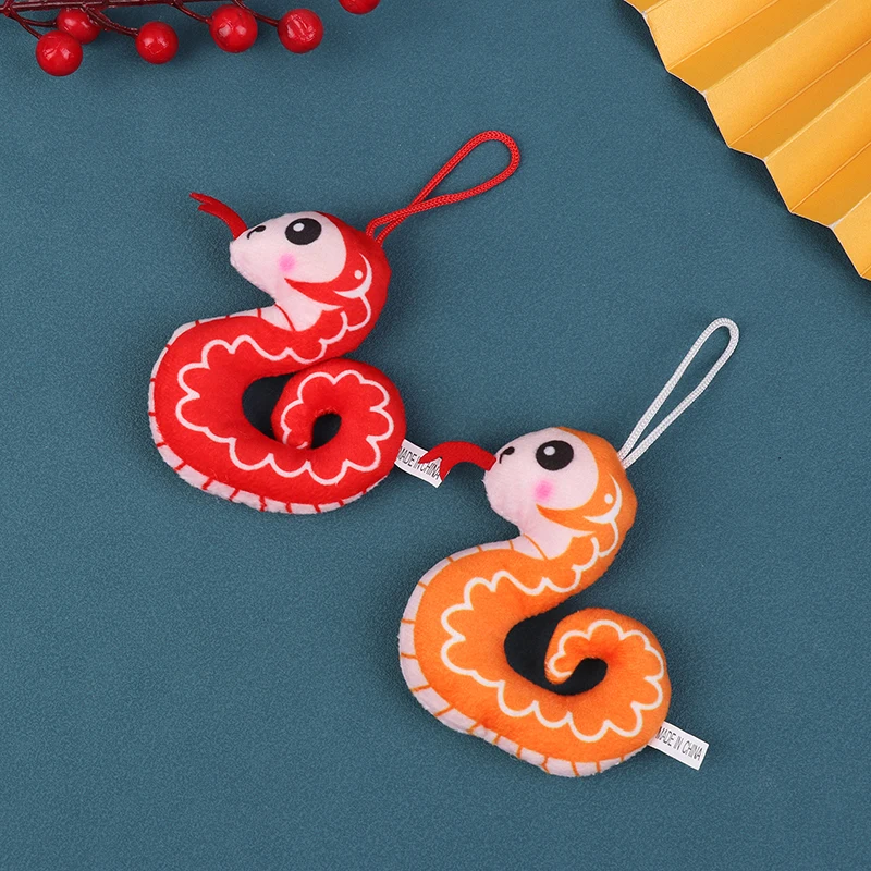 2025 Chinese New Year Cartoon Printed Small Snake Plush Pendant Bag Keychain Zodiac Mascot Plush Toy For Children Gifts