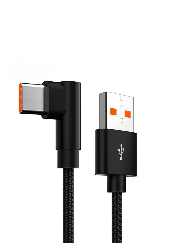 NNBILI 6A USB C Kabel 90 Grad Für OPPO 66 W Schnelle Lade Datenkabel Für Honor Huawei Oneplus Realme Nylon Micro USB Ladekabel