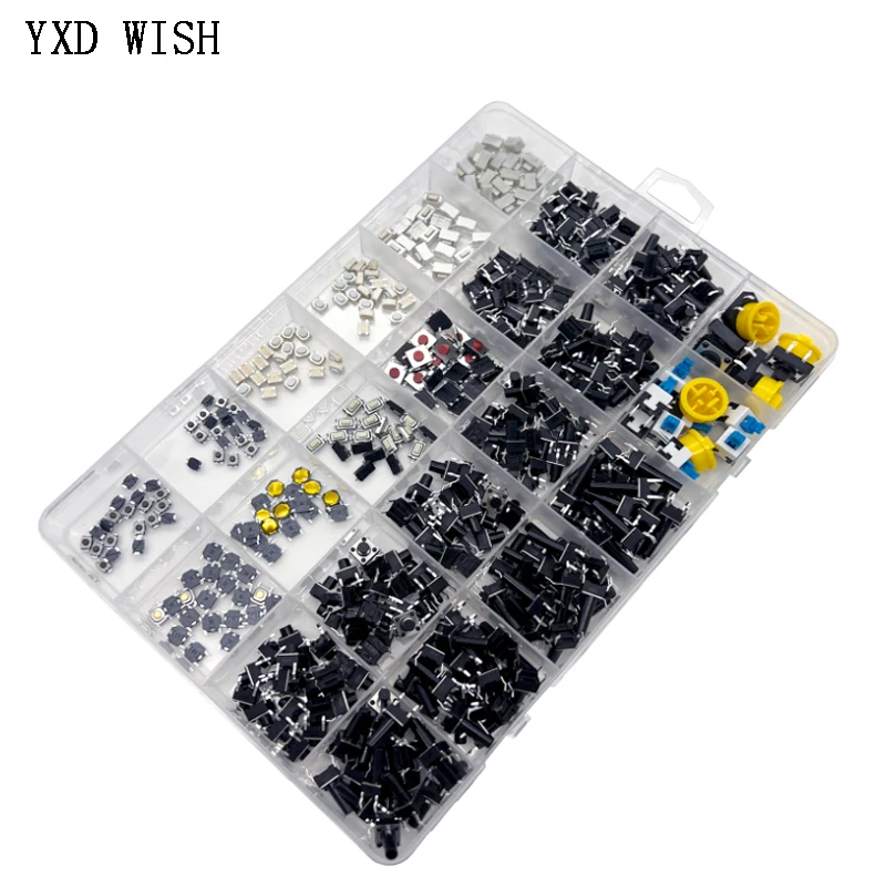 460pcs 24Values Tactile Push Button Switch SMD Micro Momentary Tact Switch Assortment Kit for Car Remote Control Switches