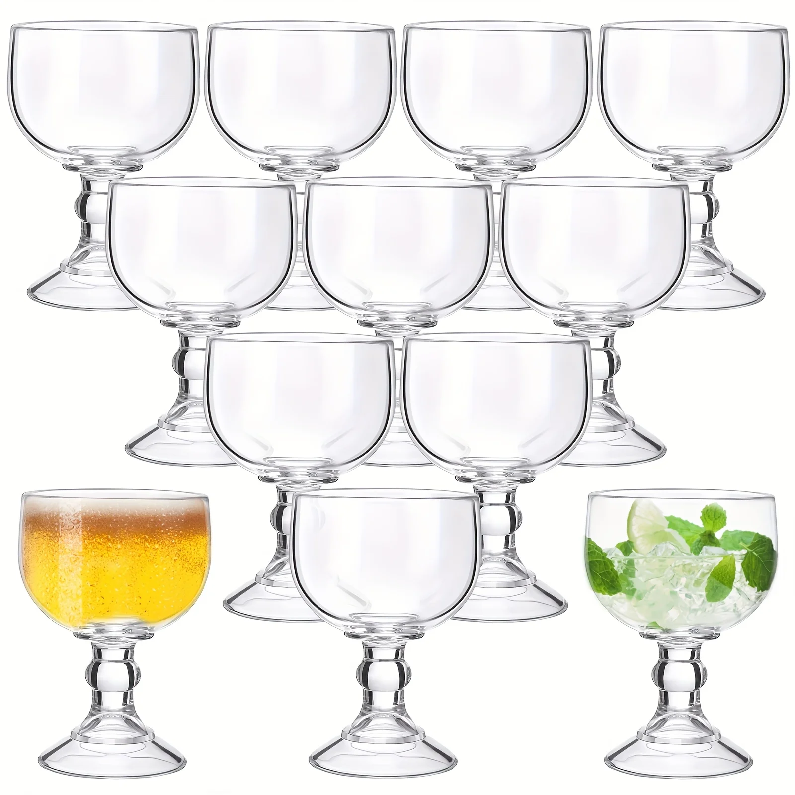 

Set Of 12 Schooner Beer Glass 21.5oz Extra Large Margarita Glass Clear Fishbowl Cup for Drinks Thick Bottom Goblet