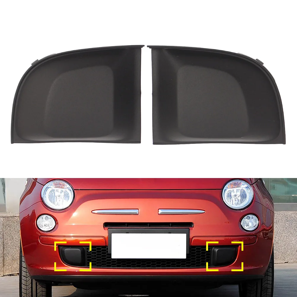 2Pcs  Black Car Front Bumper Lower Side Grille Cover For Fiat 500 2007 2008 2009 2010 2011 2012 2013 2014 2015