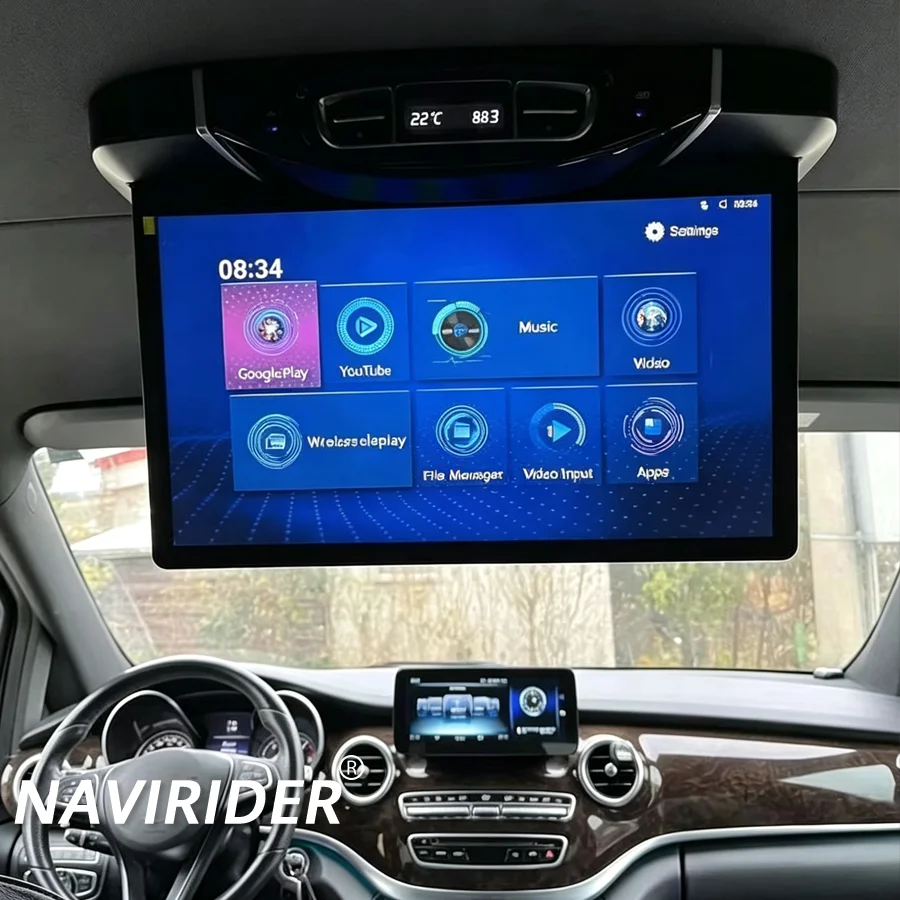S For Mercedes Benz V260 V260L V-class 15.6'' Android 14 Multimedia Video Player Mirror Link Remote Control Roof Screen Ceiling