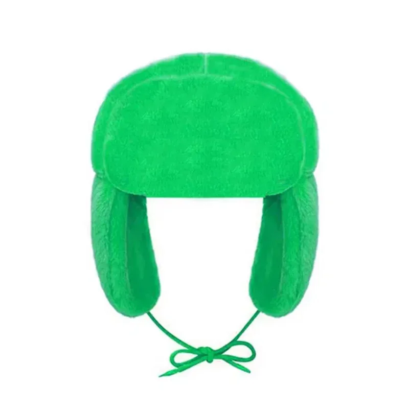 Blue Brown Green Winter Warm Solid Color Lei Feng Hat Hat Cute Winter Hat For Boys Girls Kids Cartoon Anime Cap