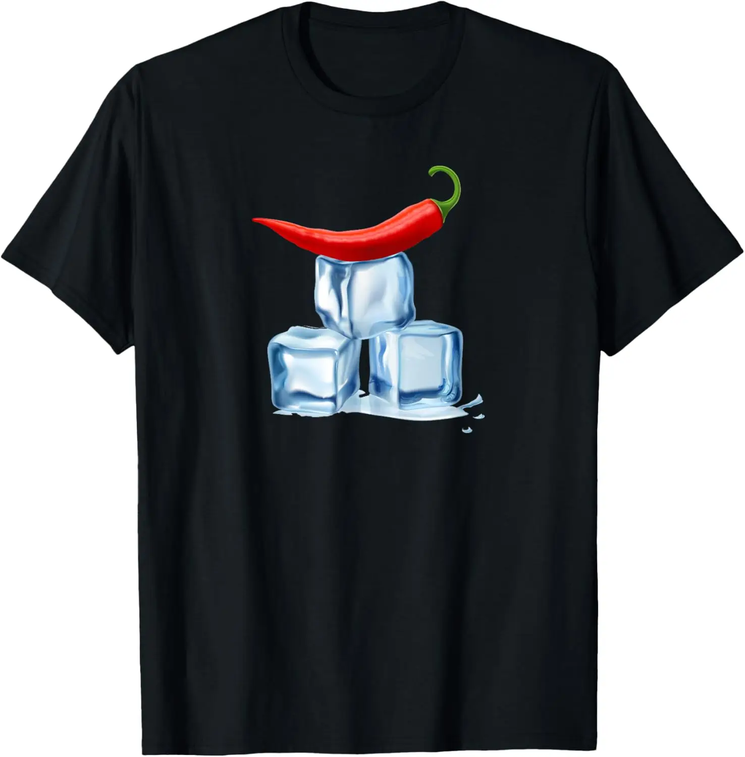 Hot summer, ice cubes with hot chilli, fun design T-Shirt