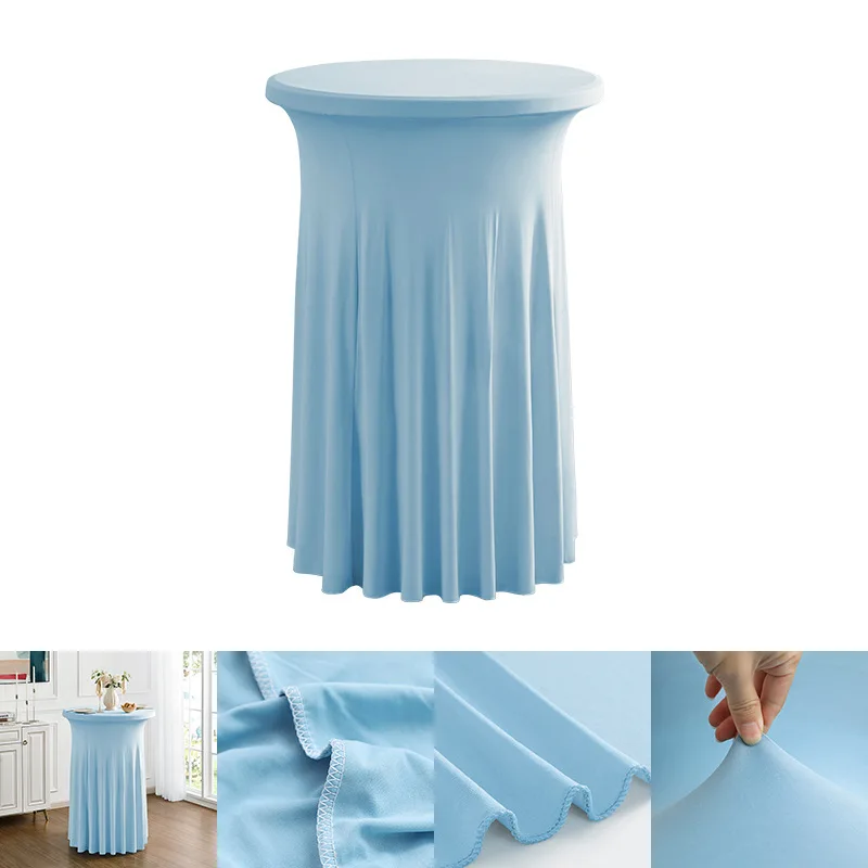 Ronde Hoge Top Stretch Spandex Cocktail Tafelkleden met Rok Rimpelvrije Cocktail Tafelkleed voor Bruiloft Banket JT443