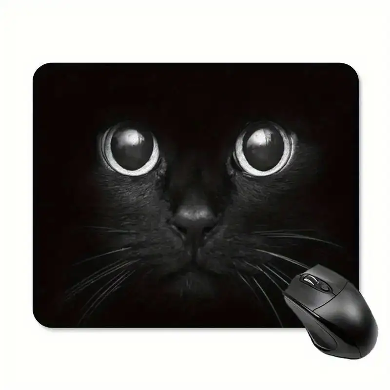 1 Piece of Black Cat Abstract Art Mouse Pad, Small Size Non-Slip Mat for Desktop