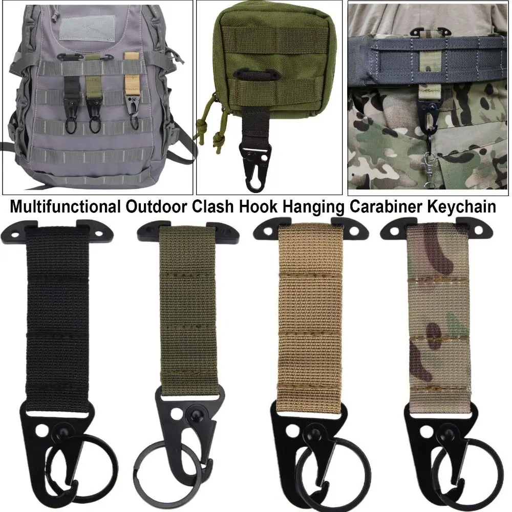 جديد متعدد الوظائف في الهواء الطلق الصدام هوك النايلون حزام بلون معلق حلقة تسلق المفاتيح في الهواء الطلق حزام مشبك الملحقات