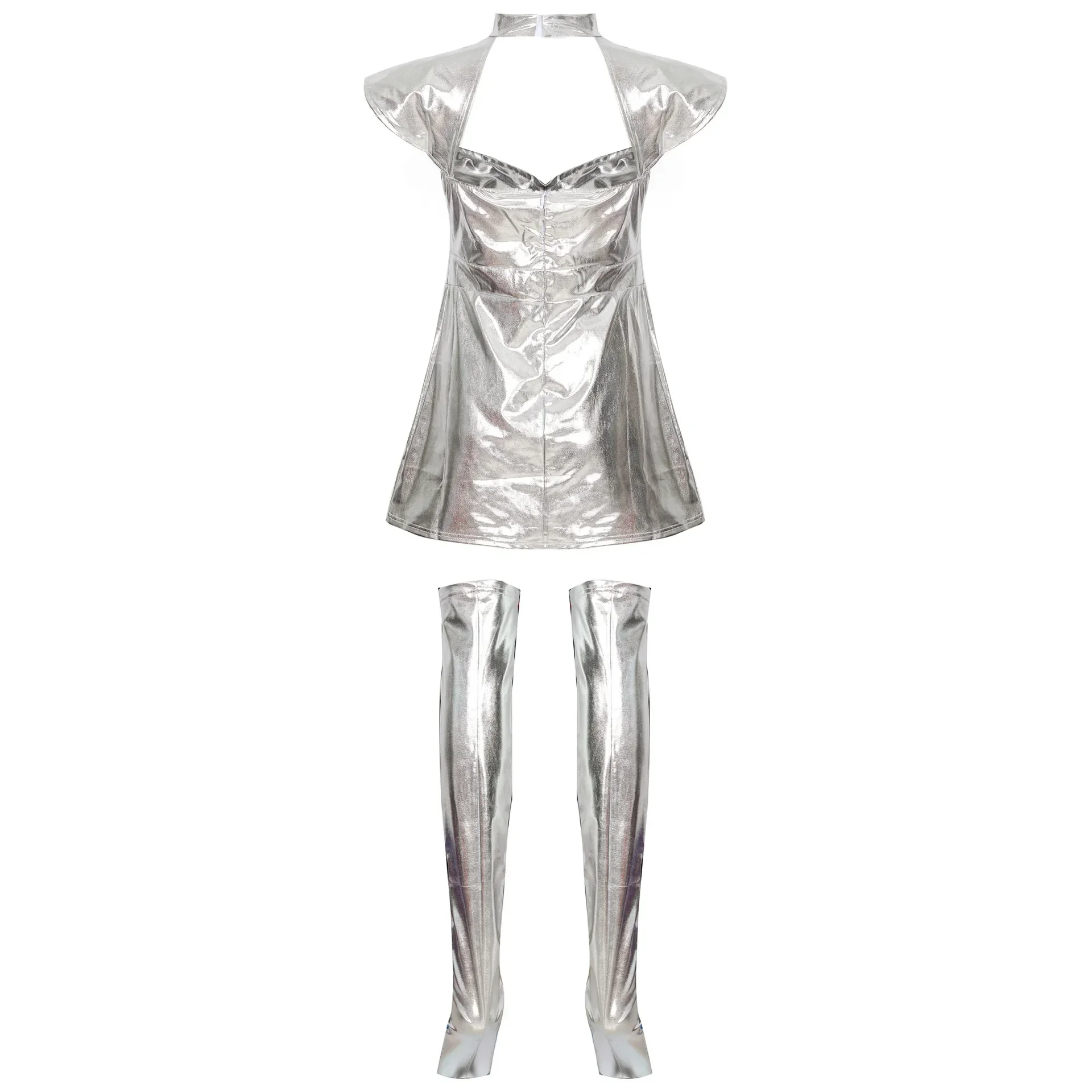 M-XL schöne Mädchen Halloween Raum Kostüm Cosplay Planet Silber Zinn Mann Uniform Performance Bühne Kostüm