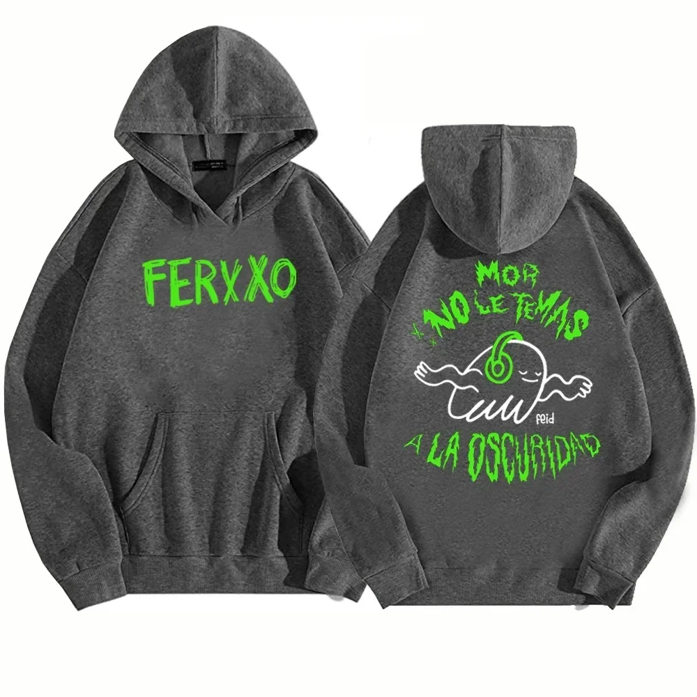 Rapper Feid Ferxxo Mor No Le Temas A La Oscuridad Hoodies for Men Fashion Vintage Hoodie Casual Fleece Pullover Sweatshirt