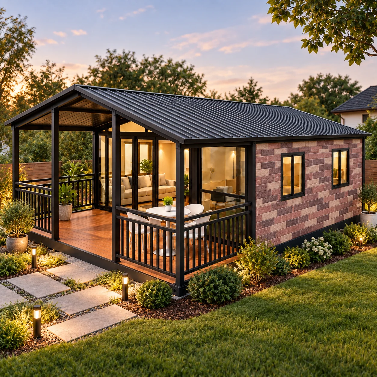 Luxury Expandable House with Porch 20ft Container Home for Residential Living Garden Guest House