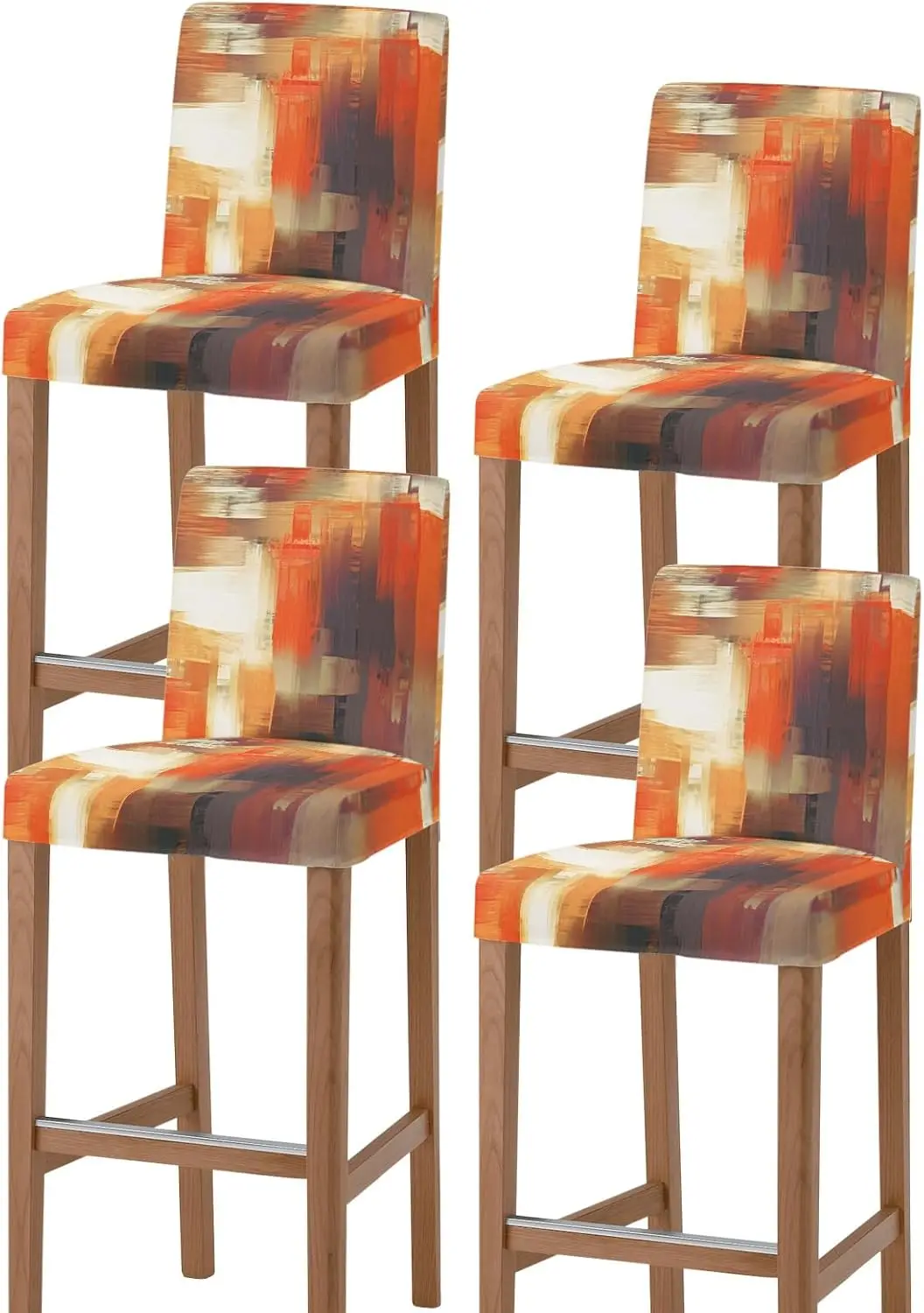

Набор чехлов для барного стула Burnt Orange, 4 шт., современная геометрическая картина маслом, абстрактное искусство, эластичные съемные чехлы на стулья для барного стула с