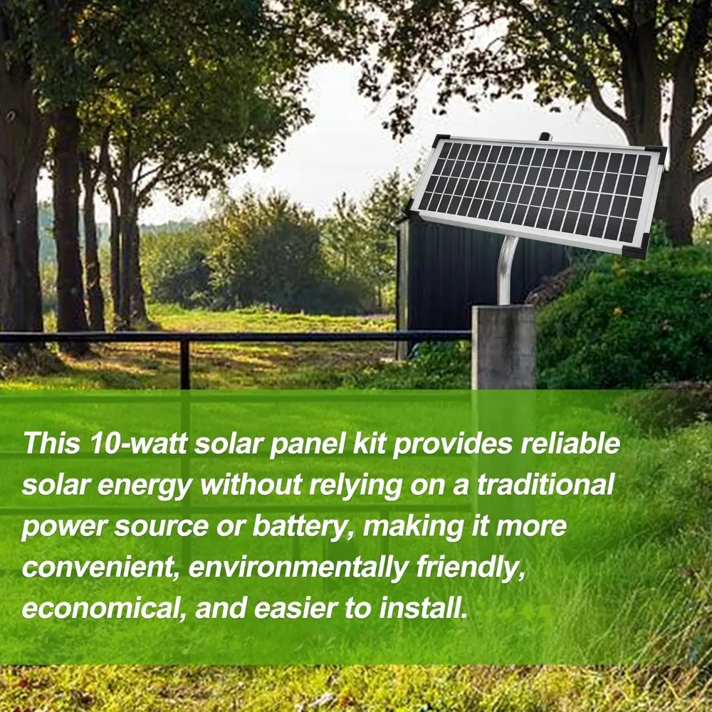 10W Solar Panel Kit for Automatic Gate Openers Compatible with Mighty Mule Systems