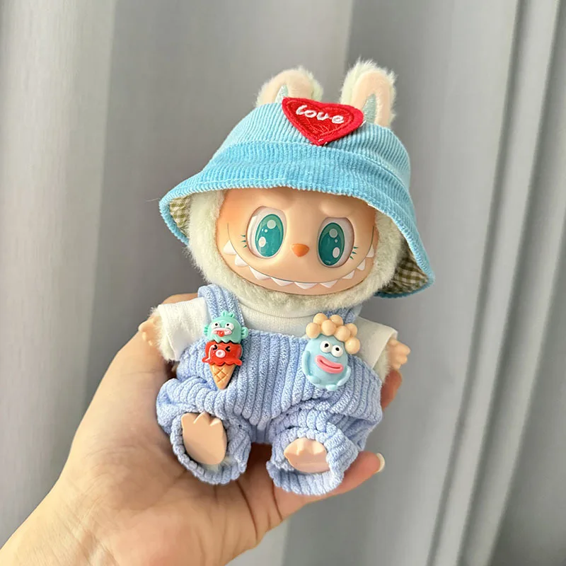 17cm Mini peluche vestiti per bambole accessori per abiti per la corea Kpop Exo Labubu II Idol Dolls Sitting Party salopette abbigliamento