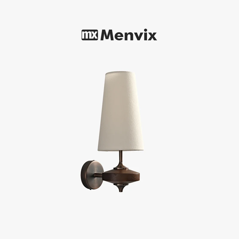 

Menvix French Vintage Solid Wood Wall Lamp Retro Luxury Bedside Lighting for Bedroom Living Room Ambient Background Light