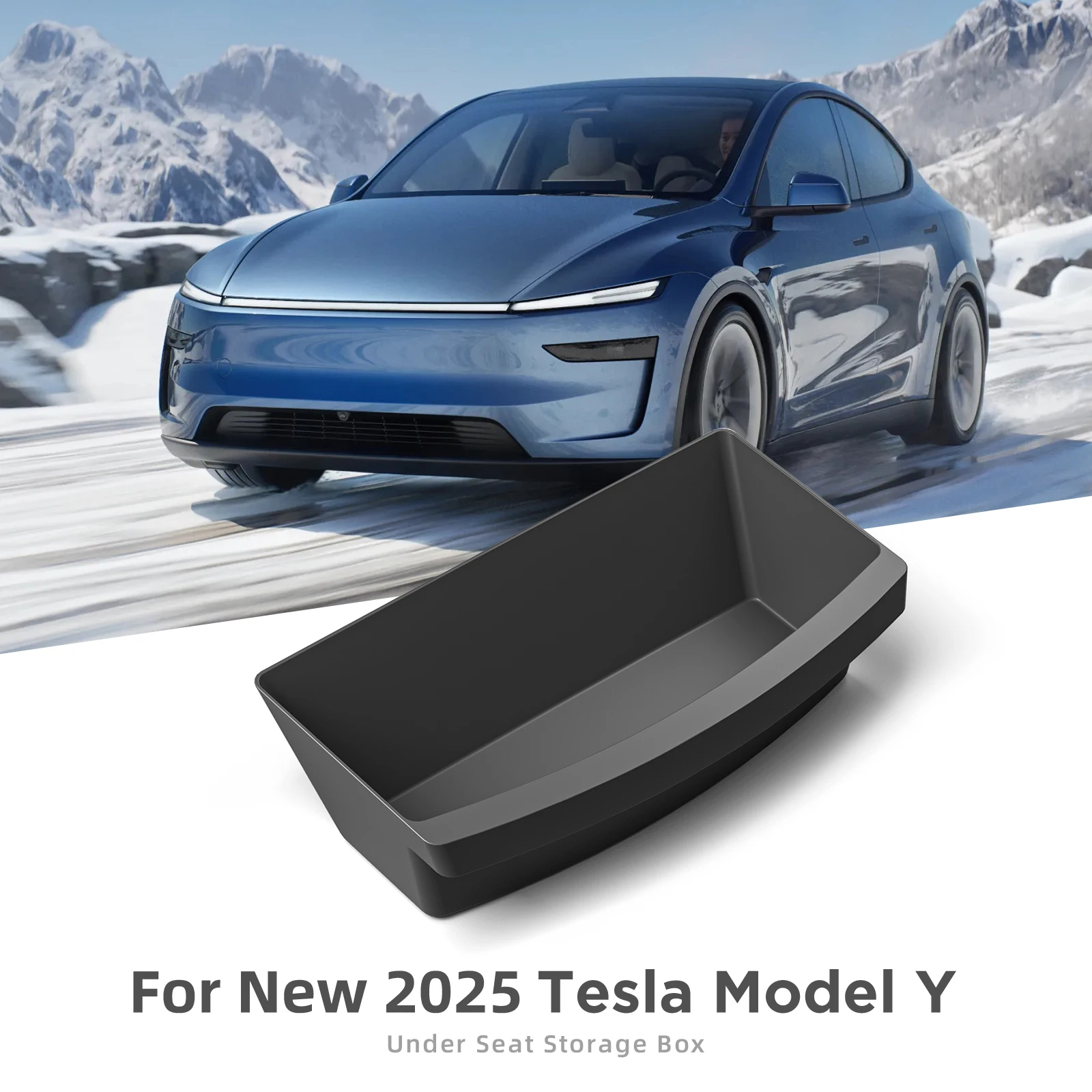 

LUCKEASY for Tesla Model Y Launch 2025 2026 Juniper Under Seat Storage Box TPE Organizer Case Drawer Tray Accessories