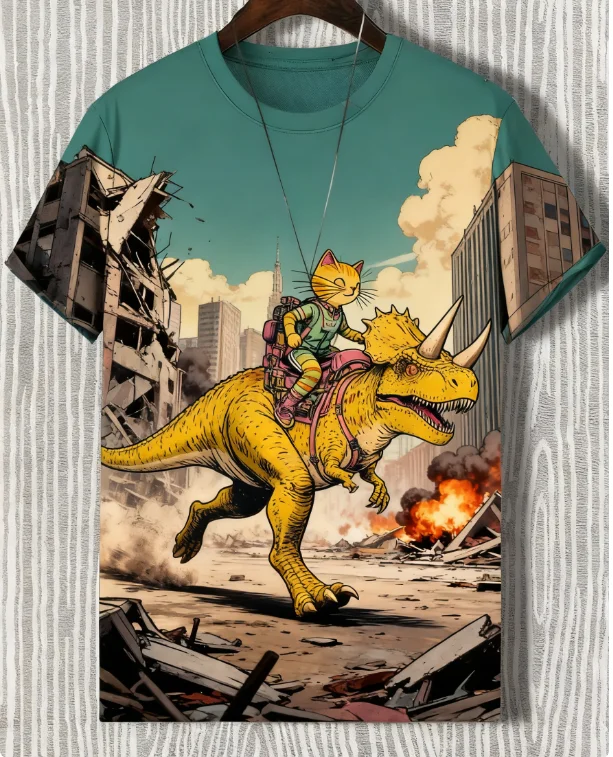 Men's Cat Art Print Men's T-Shirt 3D Printed Fun Short Sleeve T-Shirt Fashion Street Tops Men's Casual Clothing Summer Y2k Tee﻿﻿