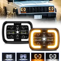 Faro cuadrado LED de 7x6, 5x7 pulgadas, Wrangler Jeep, 180W, 28000LM, DRL de cinco estrellas, señal de giro alta/baja, faro todoterreno de 9-32V