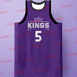 24/25 Sacramento American New Arrivals Summer Fall KINGS #5 Sweatshirts Basketball Jerseys Adults/Kid Limited Joint Training