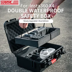 For Insta360 X4 Accessories Storage Case 2 Layers Hard Shell Suitcase Carrying Case Waterproof Portable Travel Box Dive Case