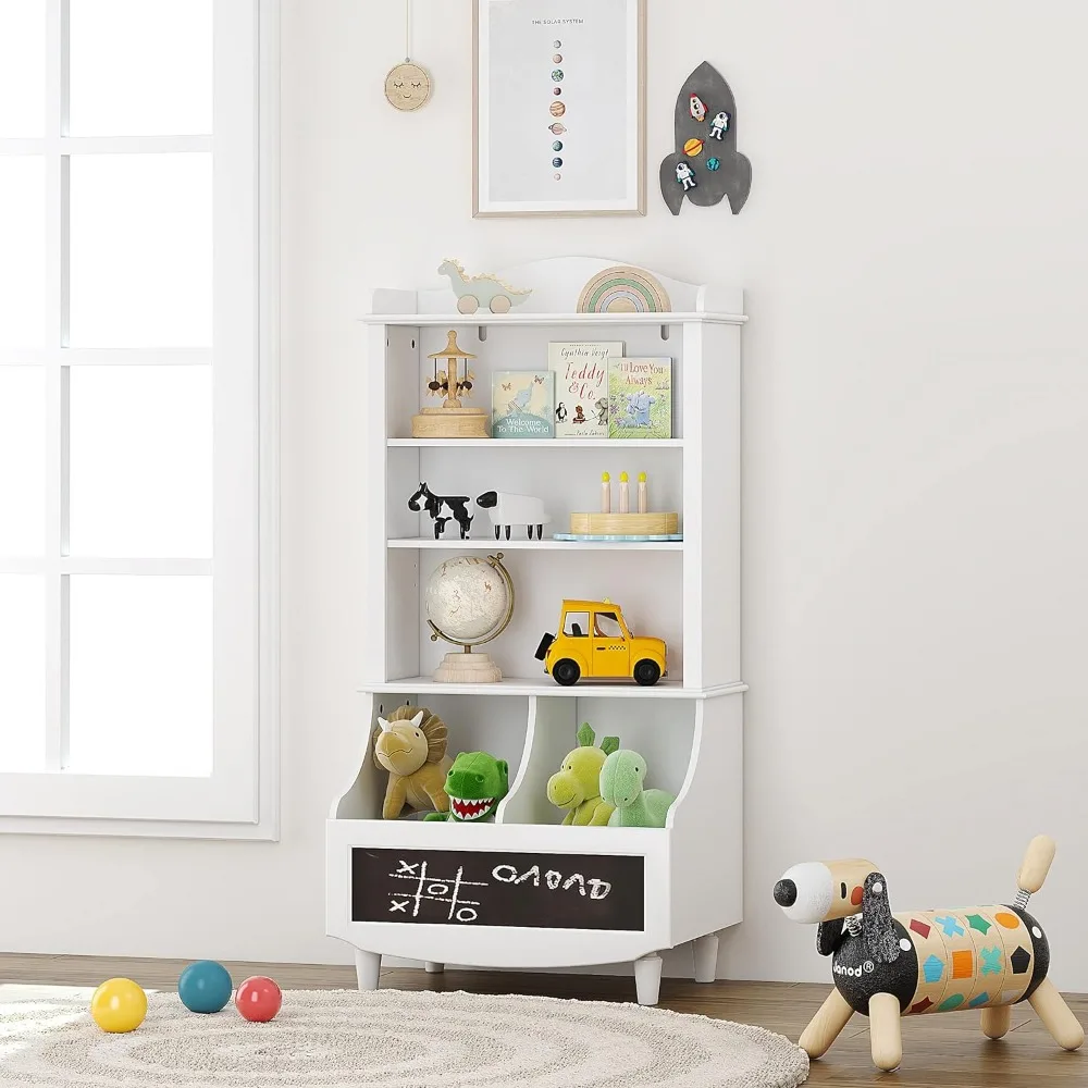 Kinderspiel zeug aufbewahrung mit Bücherregal, Kinder bücherregal mit Tafel und Cubbies, offenem Kinderbuch regal und Spielzeug organisator schrank