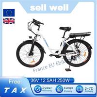 KAISDA-Bicicleta Eléctrica K6C Con Neumático De 26 Pulgadas, Ebike Con Motor De 250W, Batería De 36V Y 12,5 Ah, Luz LED IP54