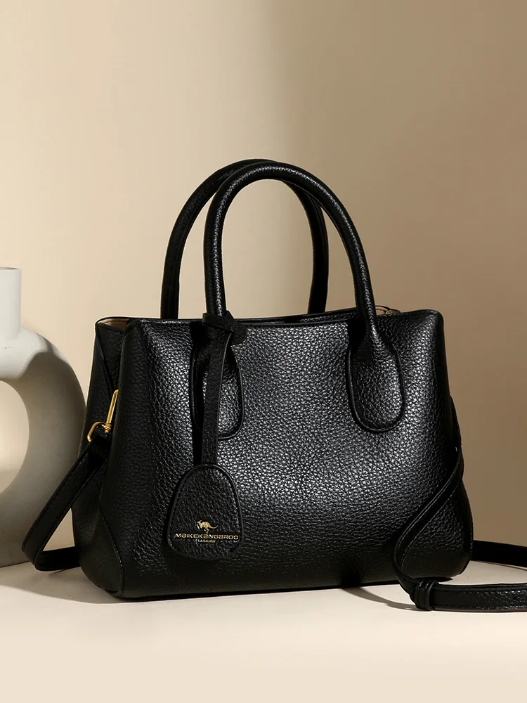 

2024 New Fashion Genuine Leather Commuting Middle Aged Mom's Handheld Tote Bag Large Capacity One Shoulder Crossbody Women's Bag